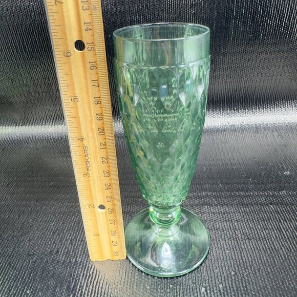 Villeroy and Boch Boston Green Footed Champagne Glasses Cups Barware Set2 Signed - Picture 4 of 12